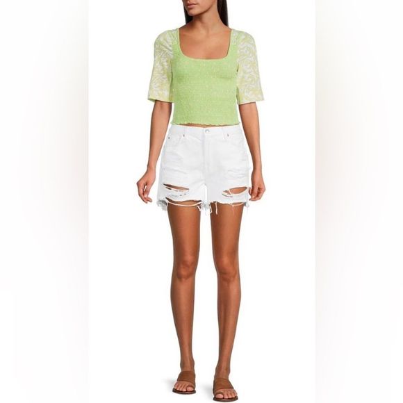 Free People, Marigold Square Neck, Floral Print Smocked Top, Size XL - Picture 9 of 13